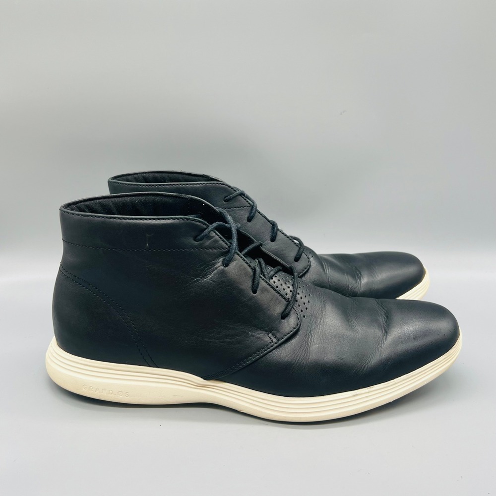 Cole Haan Boots Mens 11 Black Leather Grand OS Chukka Lace Up Booties Shoes
